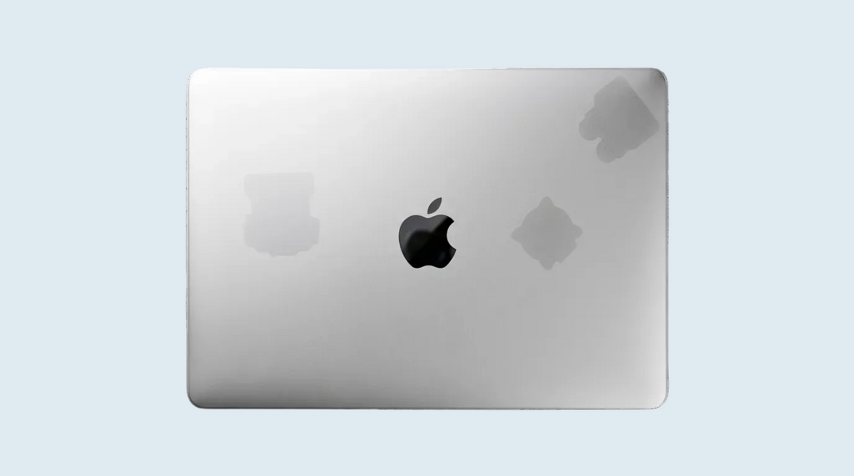 A MacBook lid after the stickers were removed and the surface cleaned